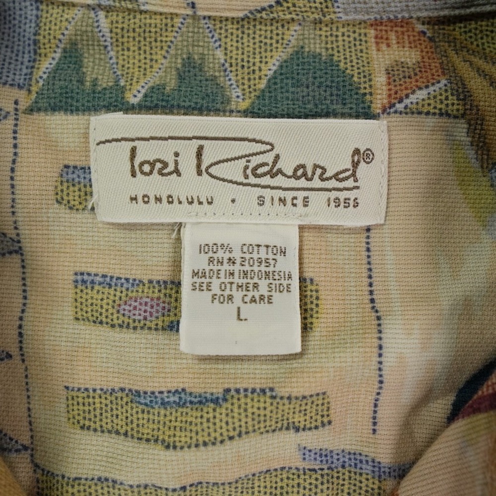 Tori‎ Richard Mens L Cotton Short Sleeve Geometric Leaf Print Button Down Shirt - Picture 4 of 9